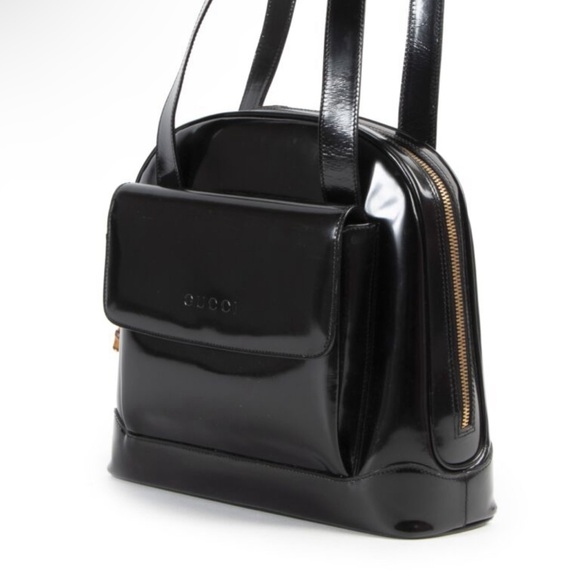 Gucci Vintage Patent Bamboo Shoulder Bag - Picture 4 of 13